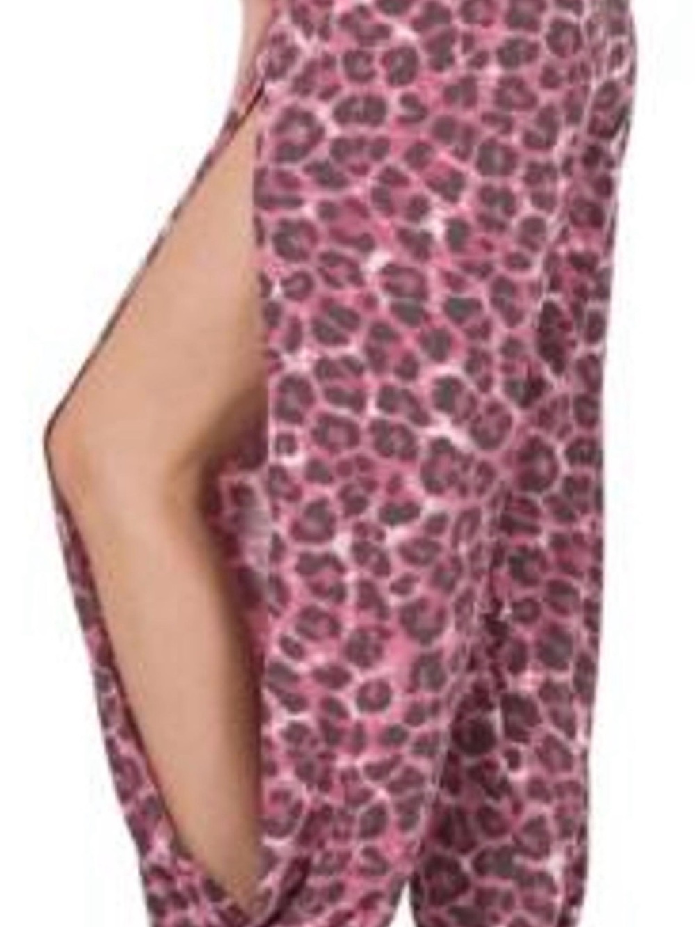 Zenana Leopard Open Sided Joggers Large